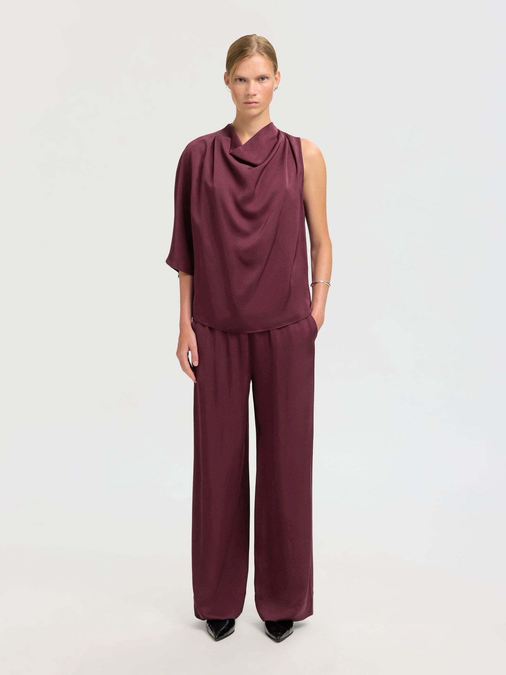 VISCOSE ONE-SHOULDER TOP, Fig, highres