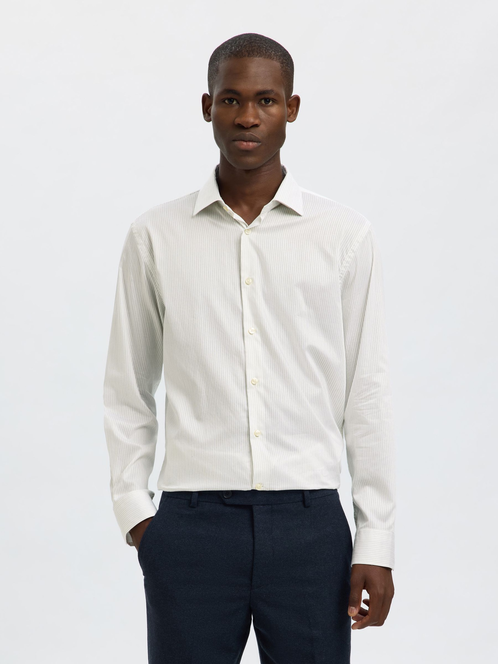 COTTON SLIM FIT SHIRT, White, highres