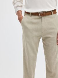 SLIM TAPERED HØRBLANDING BUKSER, Vetiver, highres
