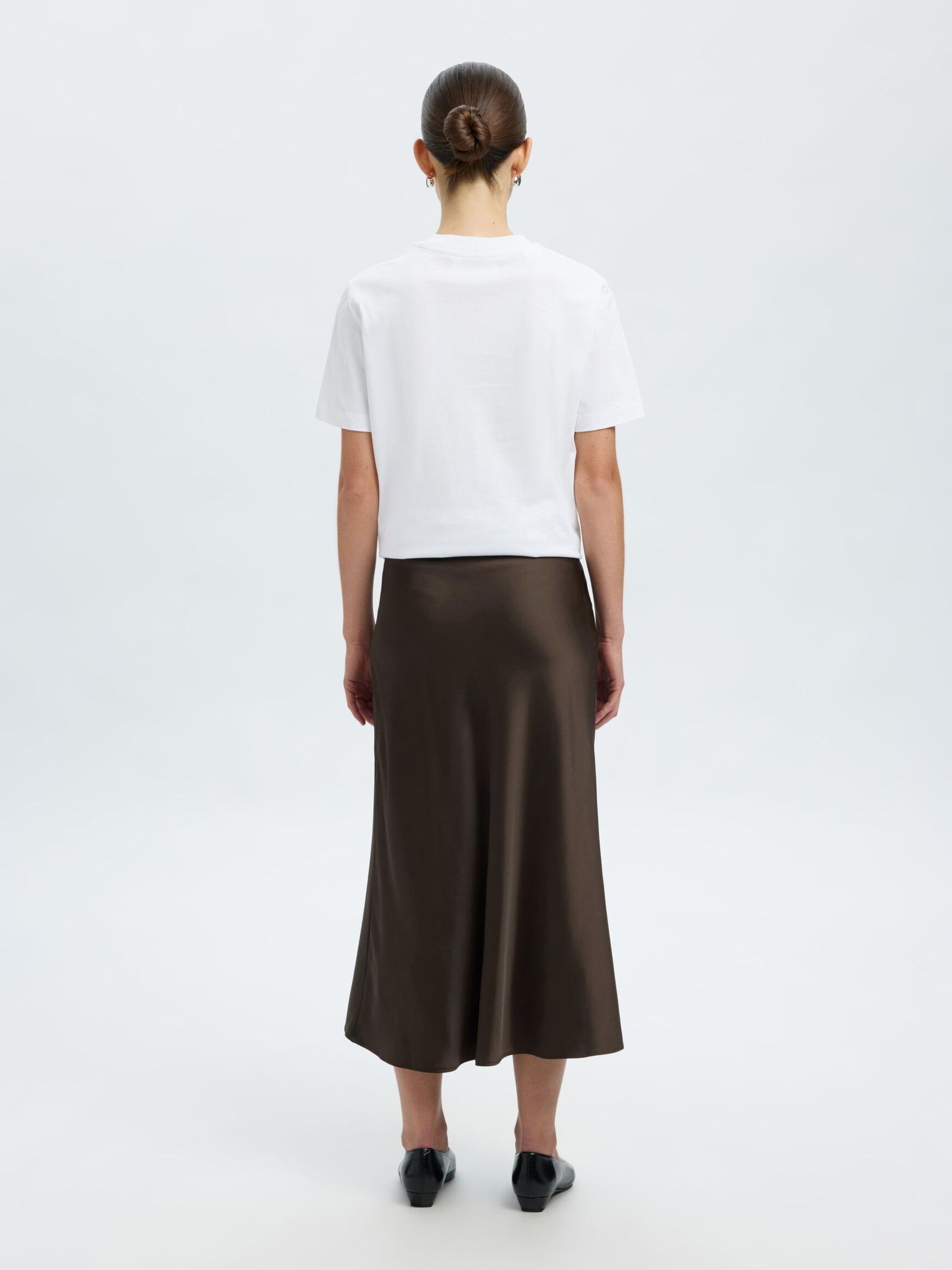 SATIN MIDI SKIRT, Delicioso, highres