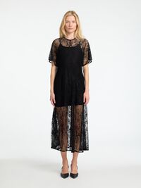 SPITZEN MIDIKLEID, Black, highres