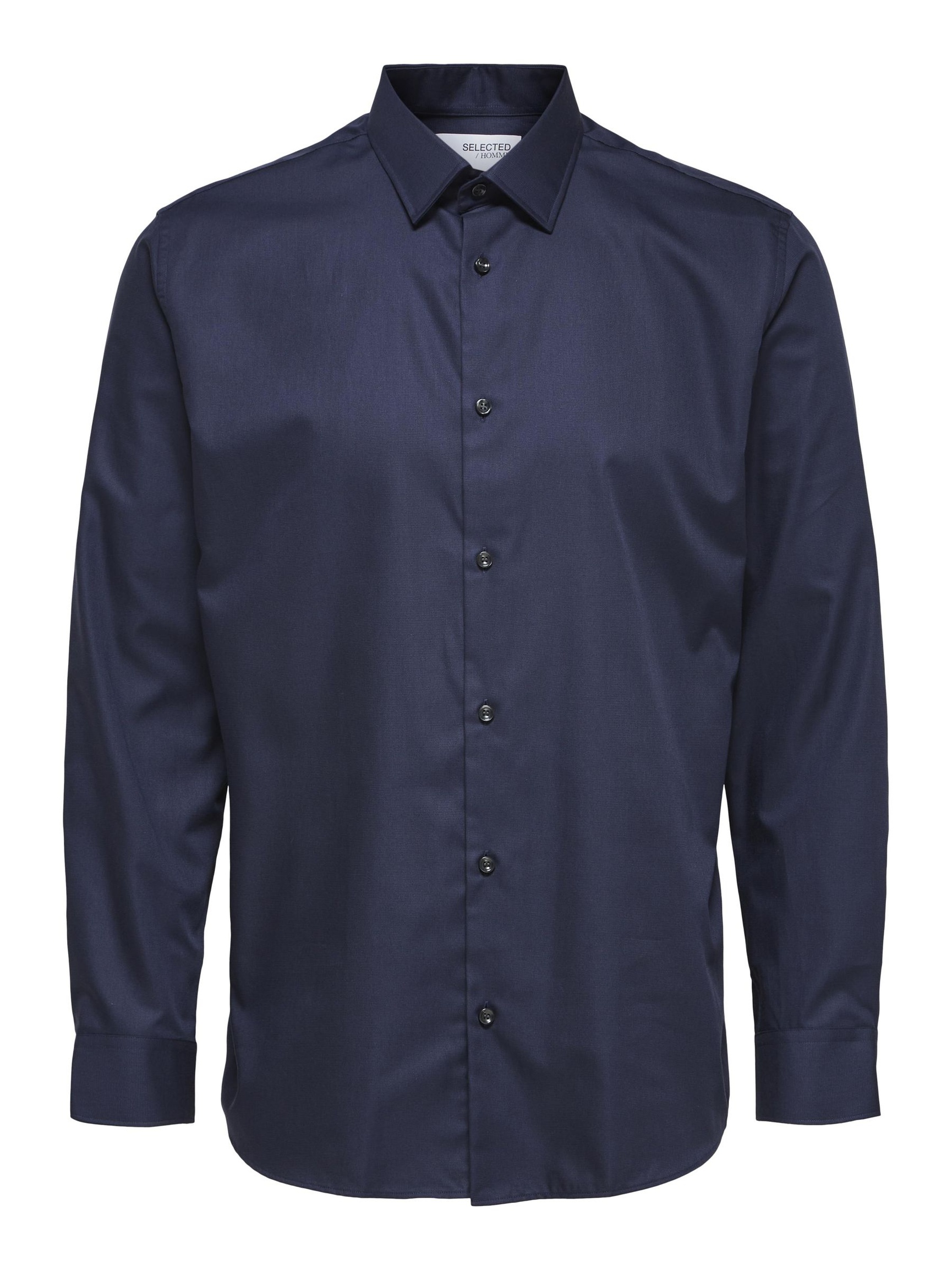 LONG-SLEEVED SLIM FIT SHIRT, Peacoat, highres
