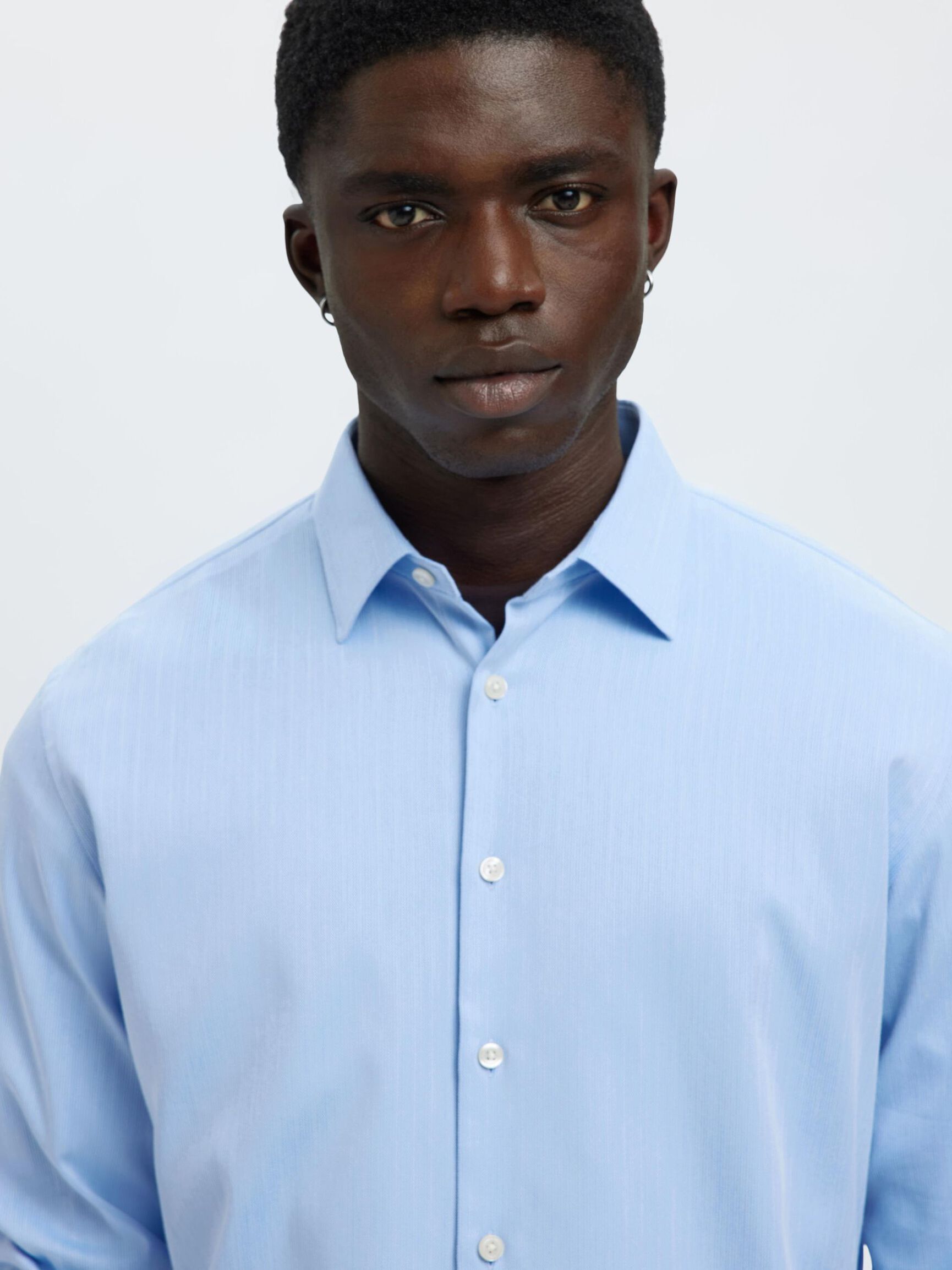 SLIM FIT STRETCH SHIRT, Light Blue, highres