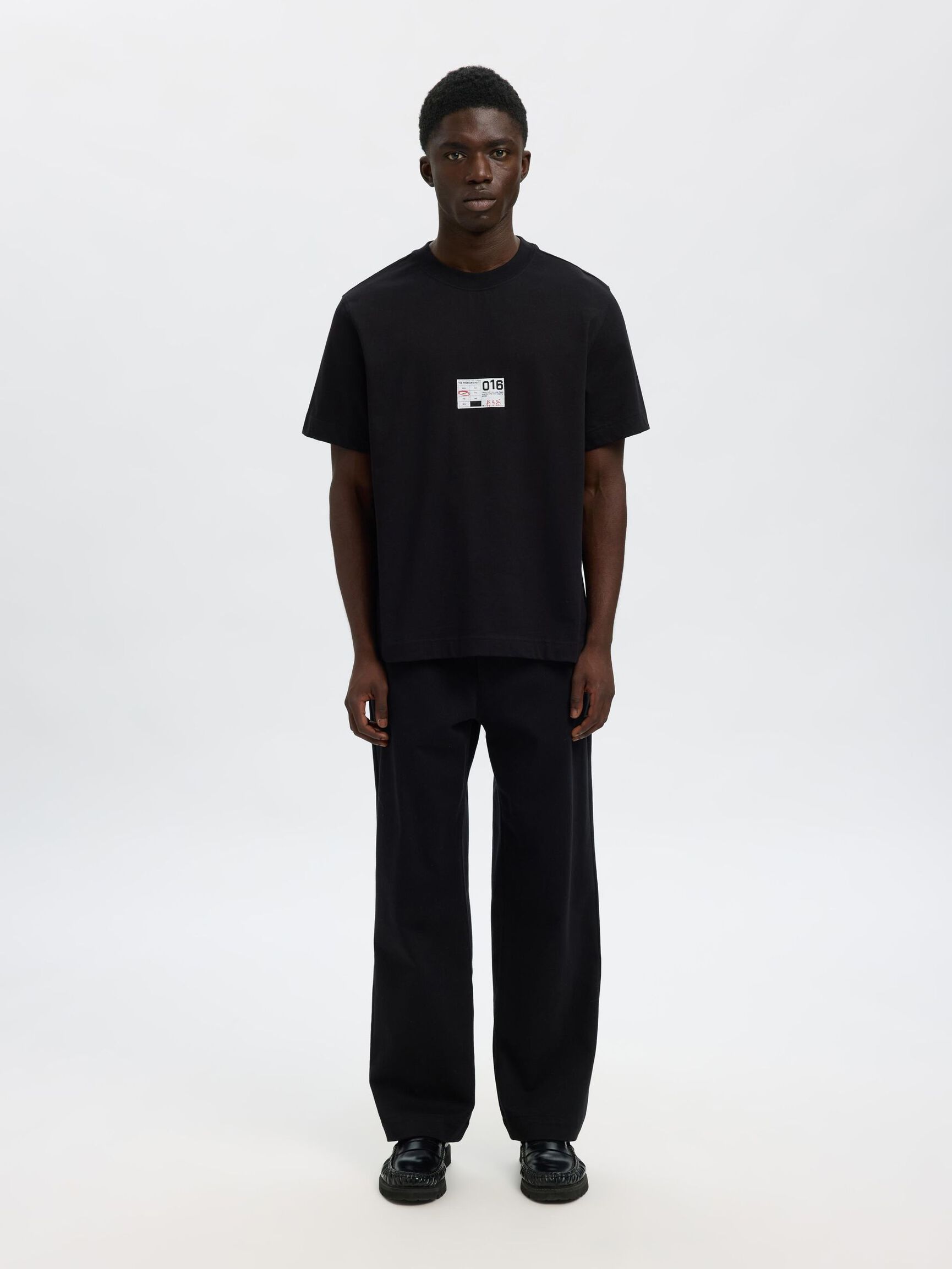 REGULAR FIT PRINTED CREWNECK T-SHIRT, Black, highres