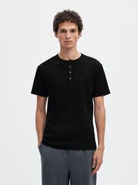 GEKNÖPFTES RIPP T-SHIRT, Black, highres