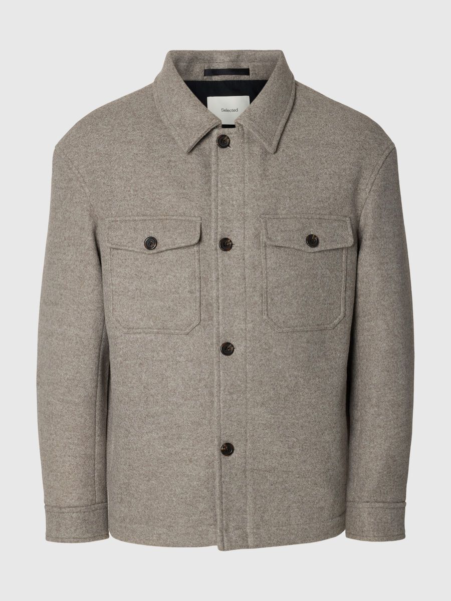 Product tile image - WOOL BLEND SHACKET, Deep Taupe | 16097636_DeepTaupe