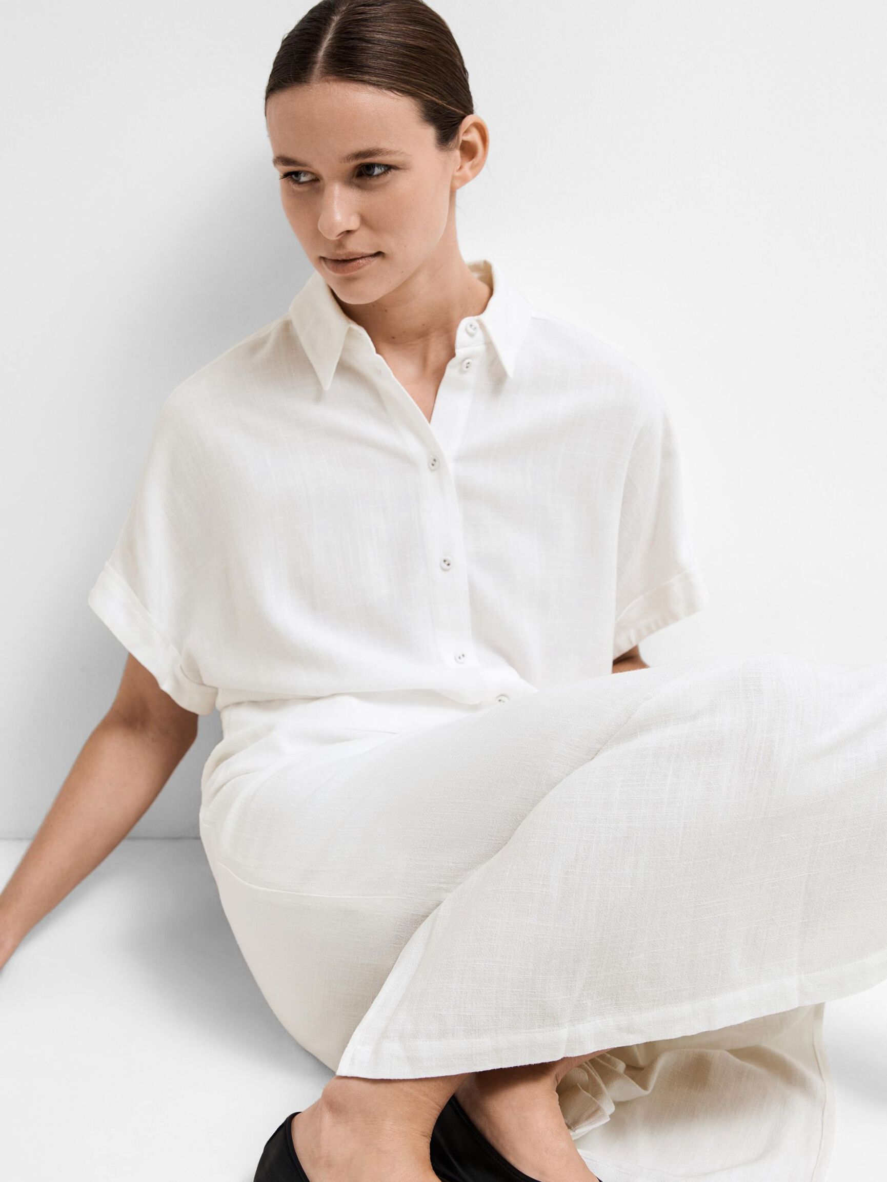 CROPPED SHORT SLEEVED SHIRT, Snow White, highres