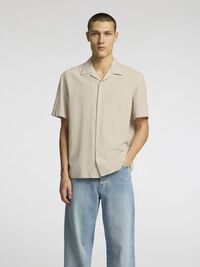 LIN MÉLANGÉ CHEMISE À MANCHES COURTES, Pure Cashmere, highres