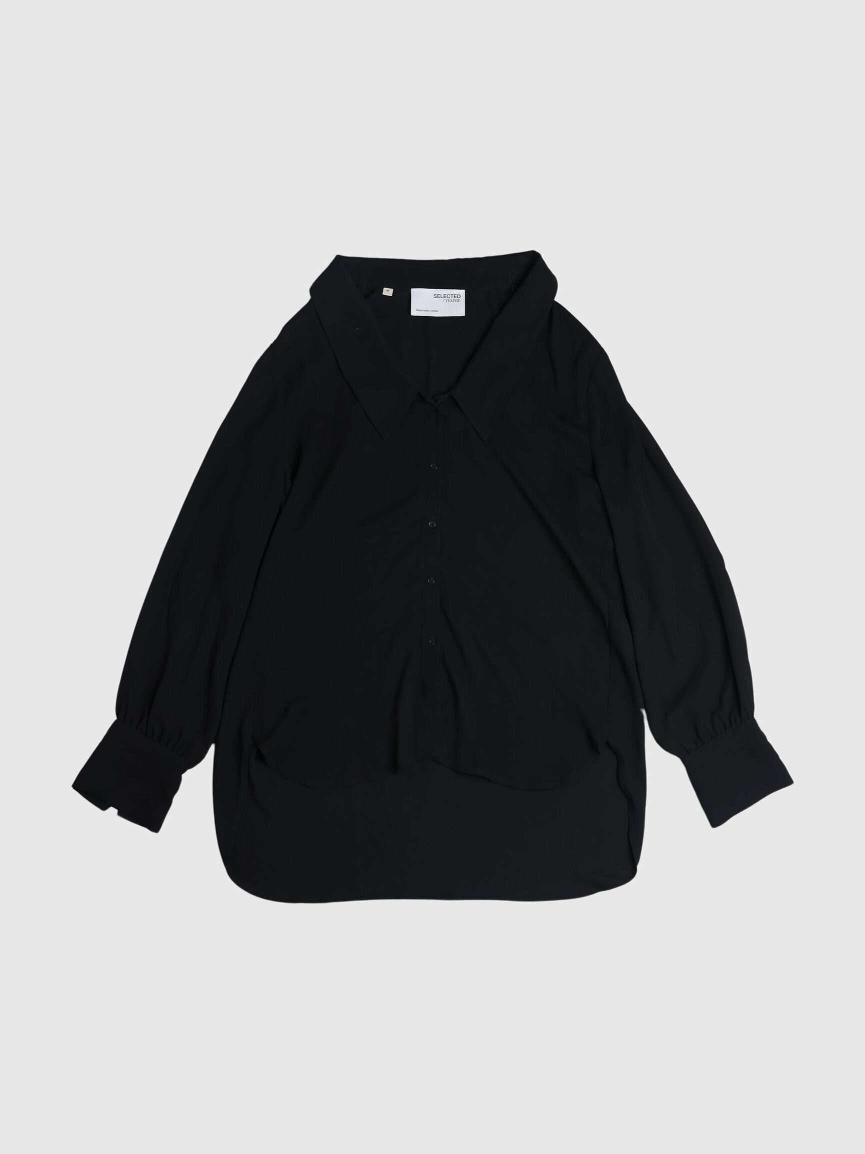 V-HALS OVERHEMD, Black, highres