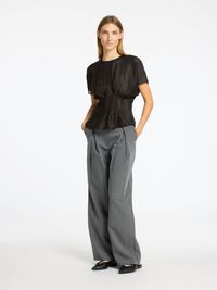 STRUCTURED SHORT SLEEVED TOP, Black, highres