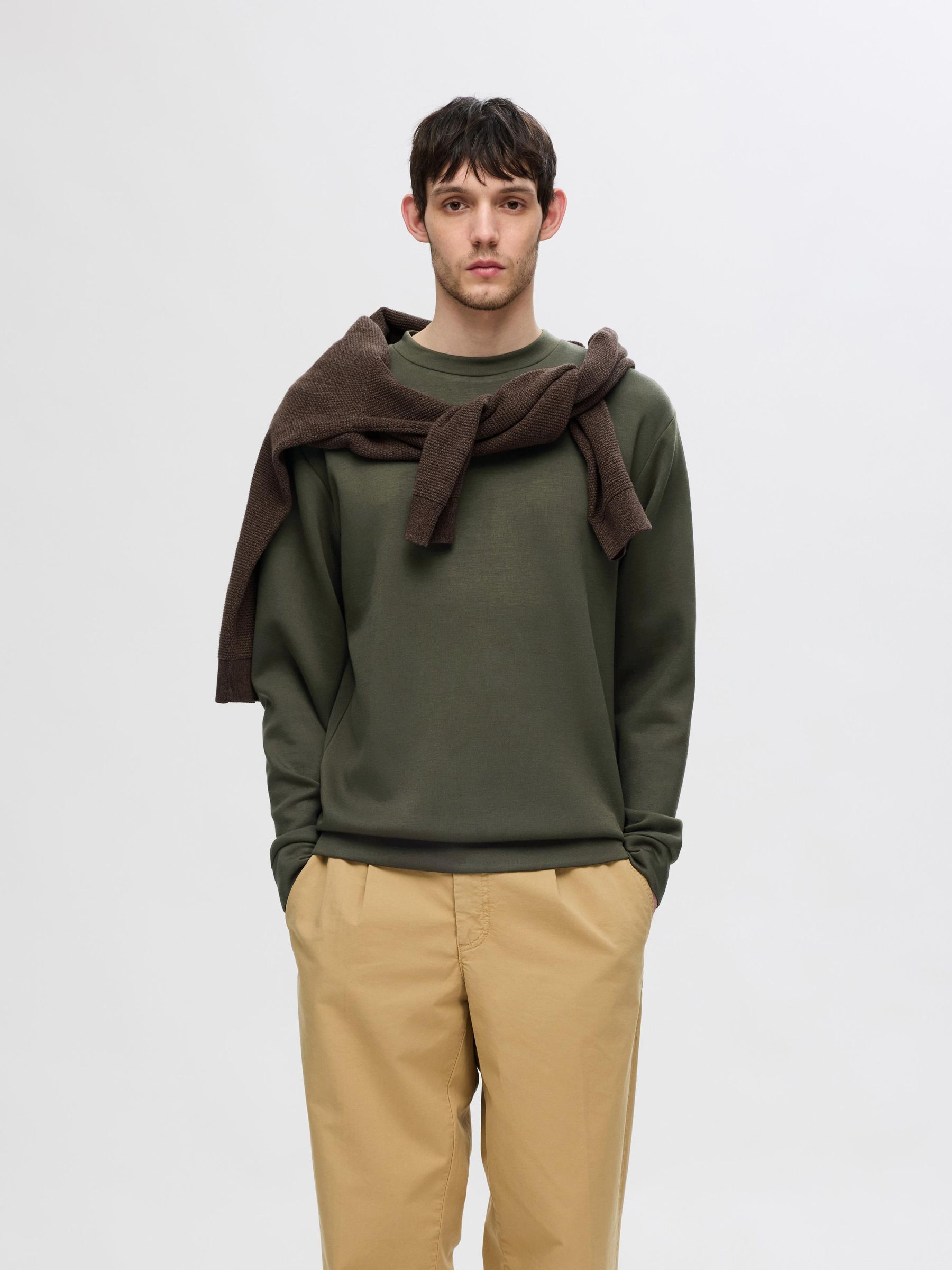 VISCOSE BLEND SWEATSHIRT, Forest Night, highres