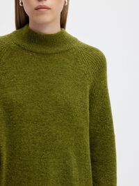 HIGH NECK WOOL BLEND KNITTED DRESS, Cardamom Seed, highres