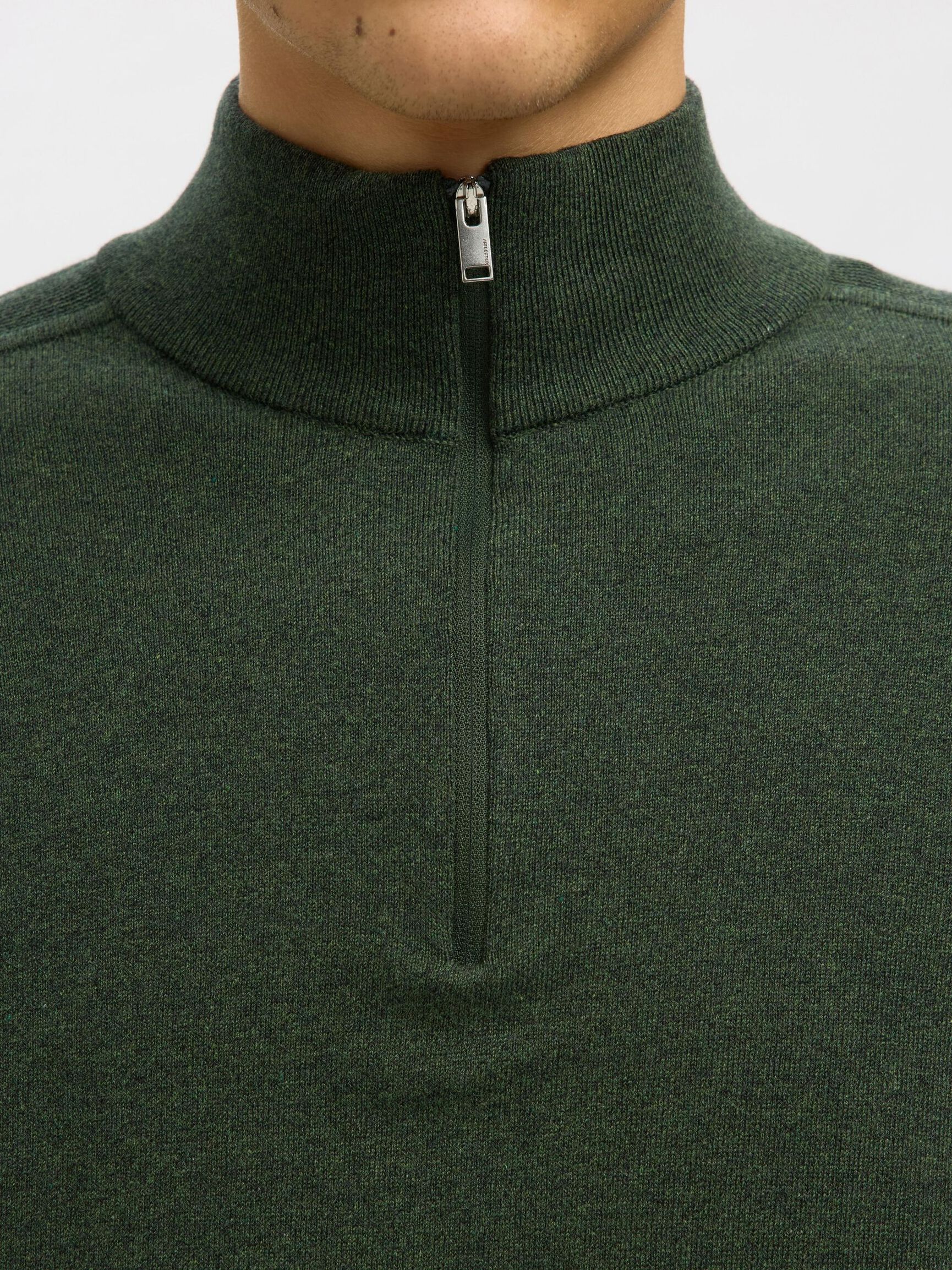 HALF-ZIP STRICKPULLOVER, Forest Night, highres