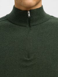 HALF-ZIP STRICKPULLOVER, Forest Night, highres