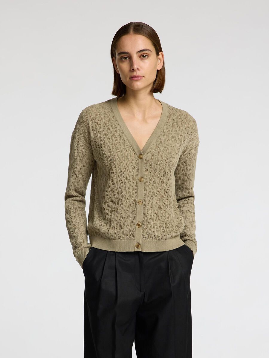 Selected STRUCTURED  CARDIGAN, Vetiver, highres - 16097965_Vetiver_003.jpg