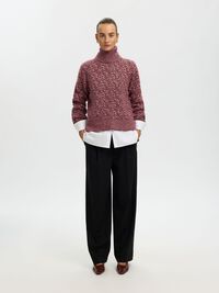 HIGH NECK KNITTED JUMPER, Tawny Port, highres