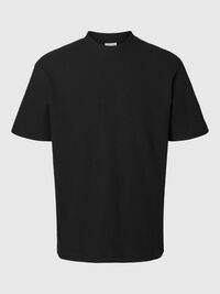 RELAXED FIT WAFFLED  T-SHIRT, Black, highres