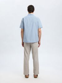 STRIBET KORTÆRMET SKJORTE, Light Blue, highres