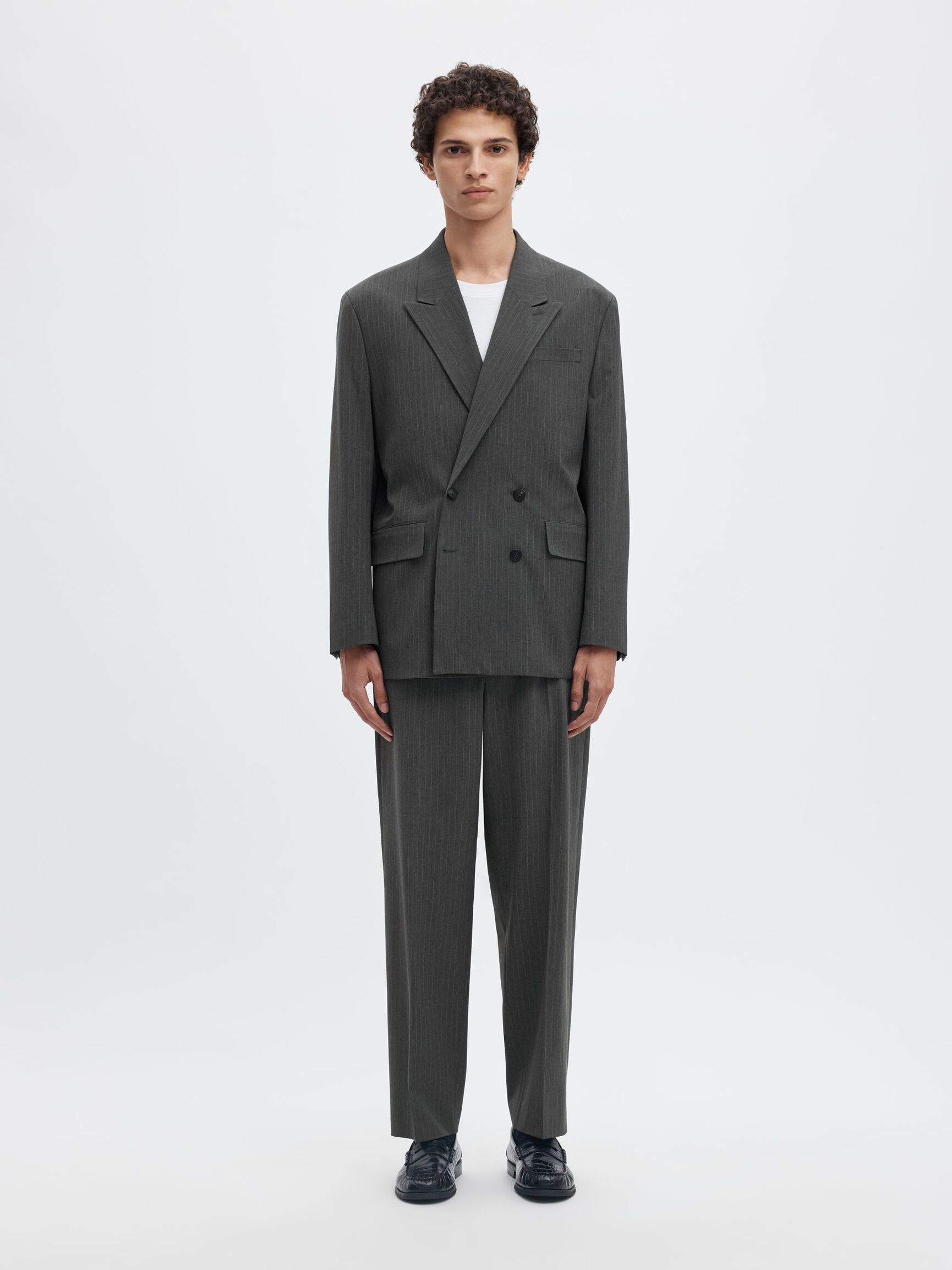 RELAXED FIT BLAZER À DOUBLE BOUTONNAGE, Grey, highres