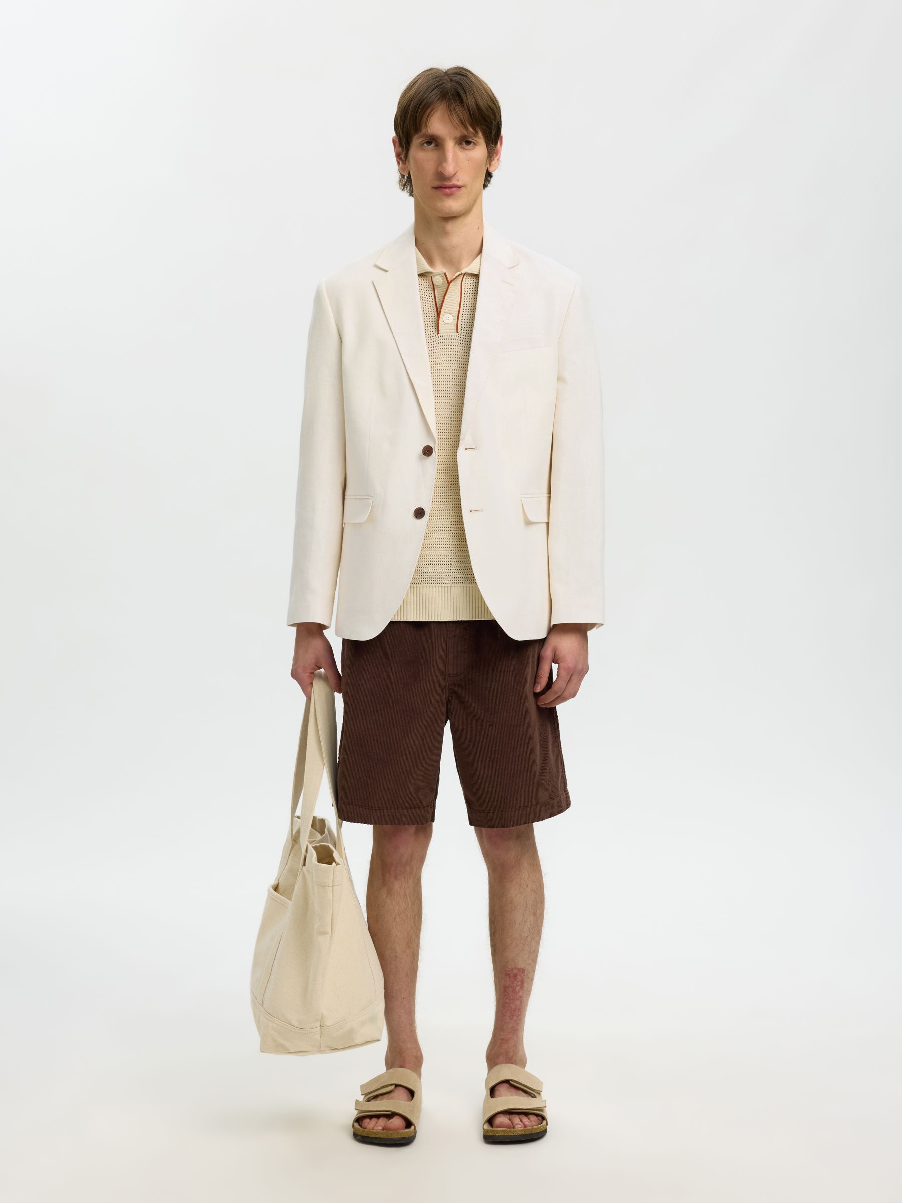 LINEN BLEND BLAZER, Egret, highres