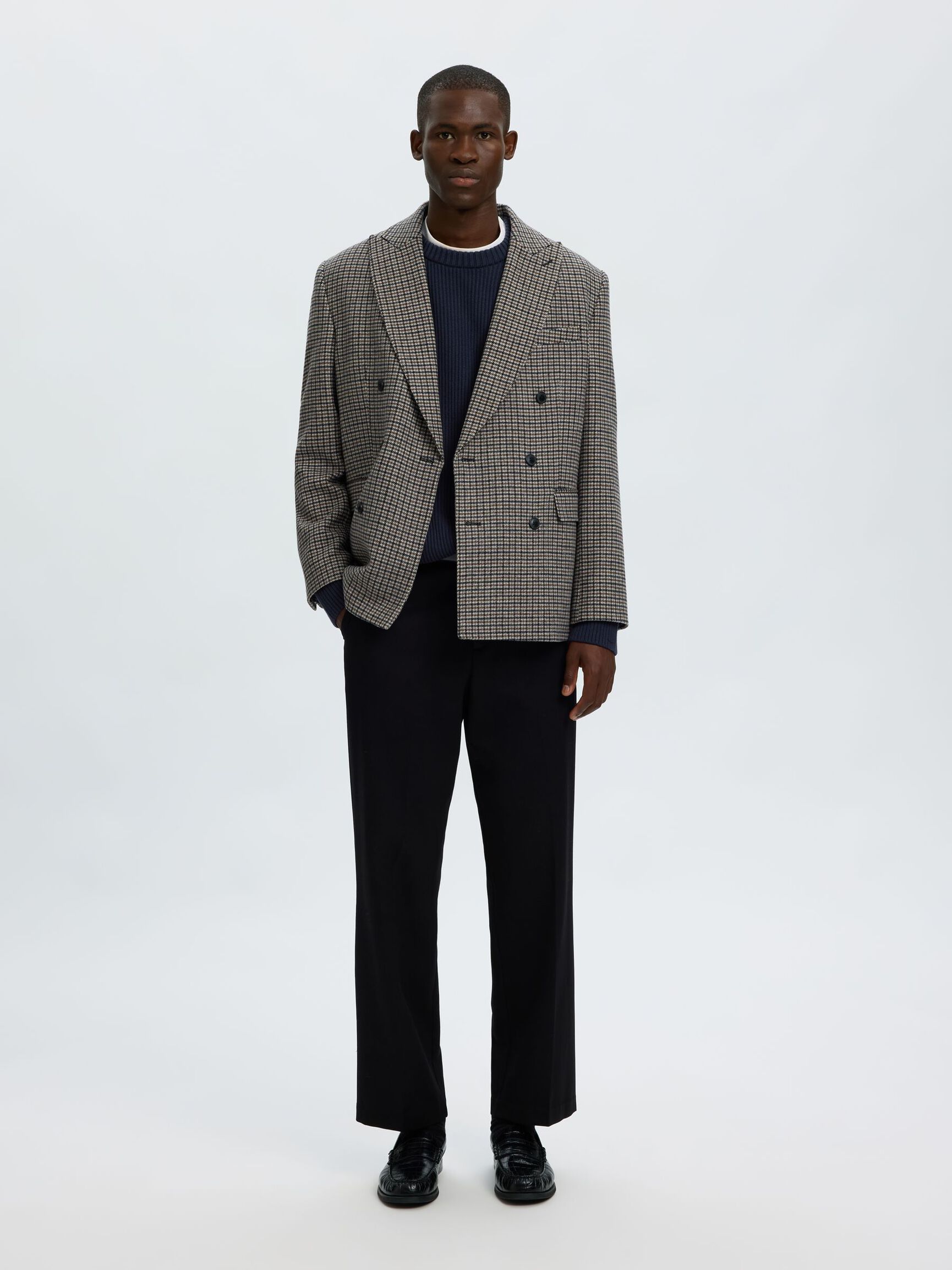KATOENEN GEBREIDE TRUI, Navy Blazer, highres