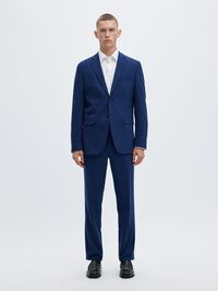 WOVEN WOOL BLEND BLAZER, Blue Depths, highres