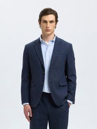 REGULAR FIT SINGLE-BREASTED BLAZER, Dark Navy, highres