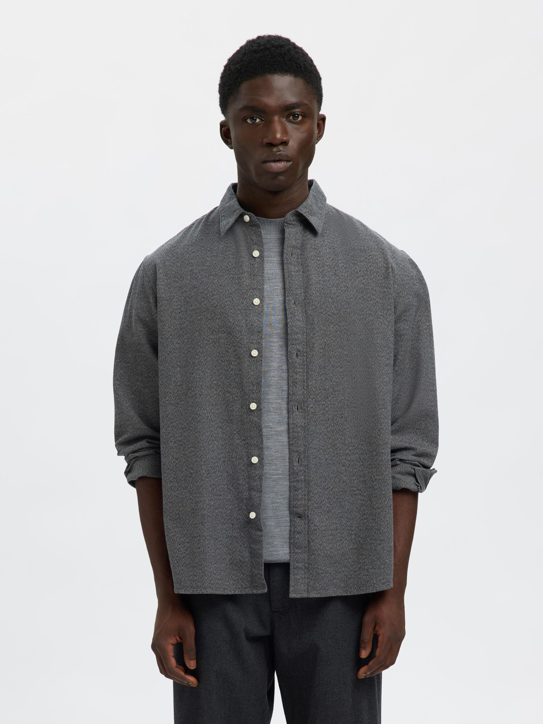 REGULAR FIT SHIRT, Gray Flannel, highres