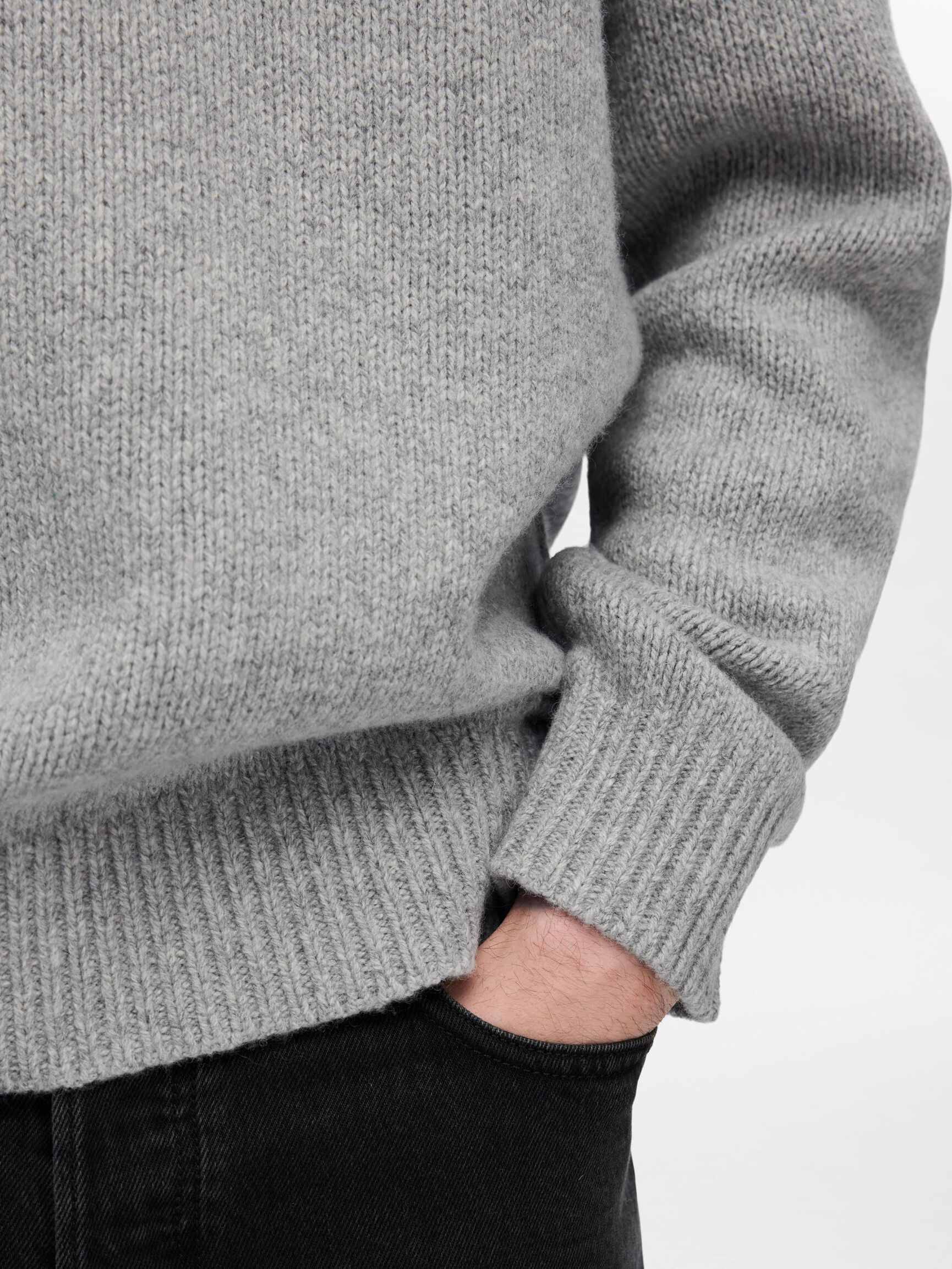 RELAXED FIT WOLLGEMISCH PULLOVER, Light Grey Melange, highres