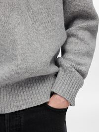 WOOL BLEND RELAXED FIT JUMPER, Light Grey Melange, highres