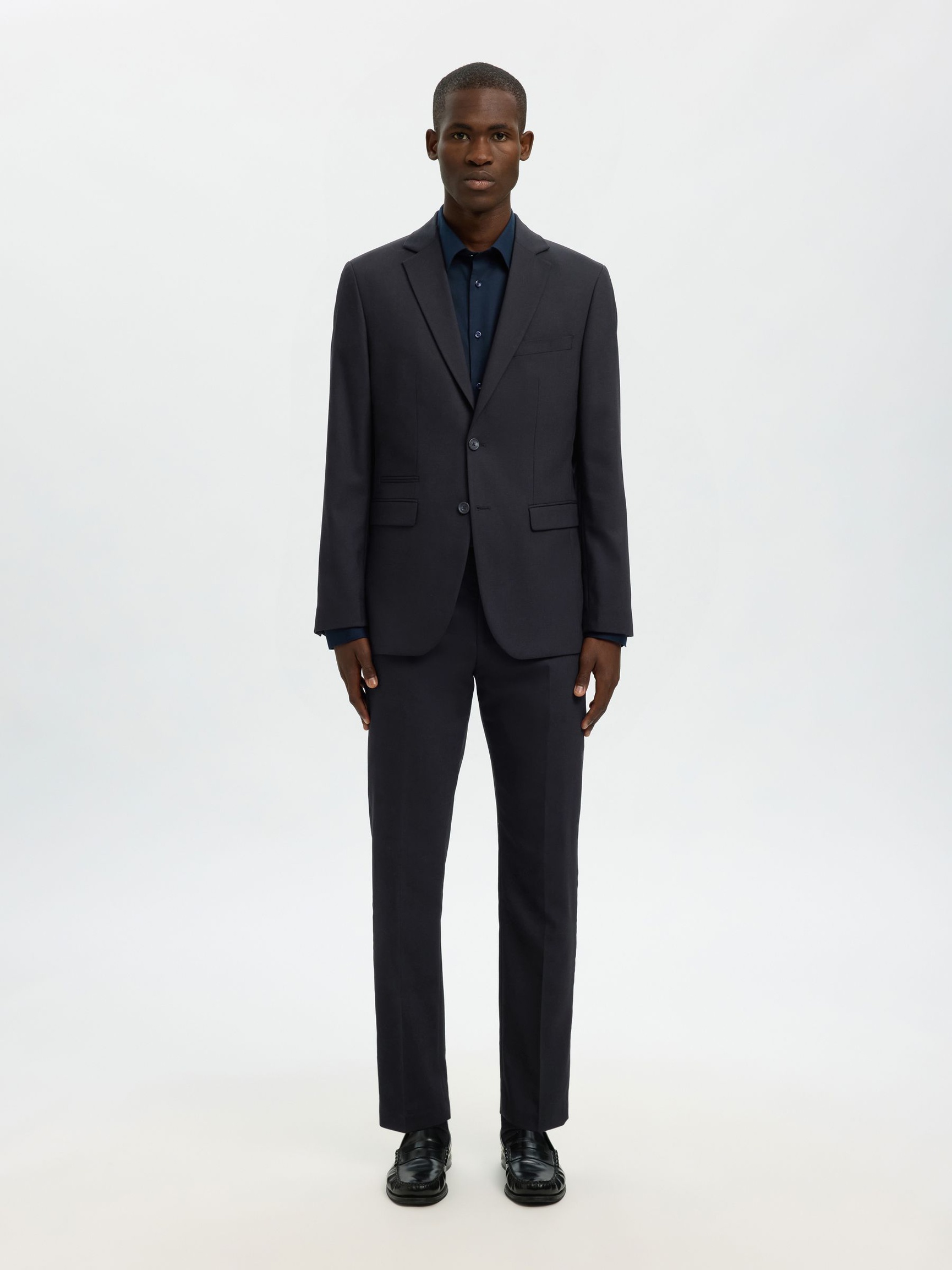 WOVEN WOOL BLEND TROUSERS, Black, highres