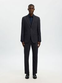 GEWEBTER WOLLGEMISCH HOSE, Black, highres