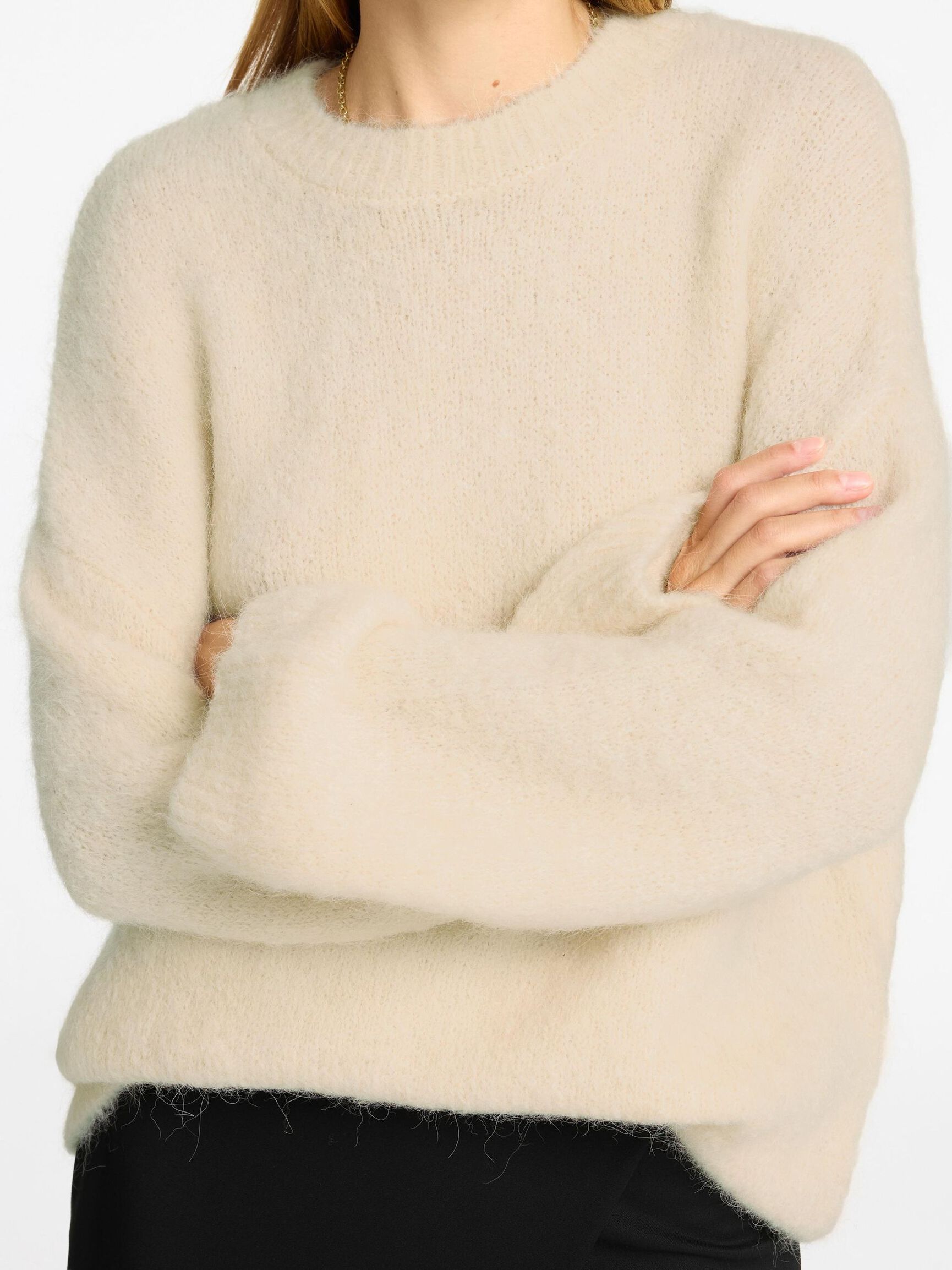 OVERSIZED WOOL BLEND JUMPER, Birch, highres