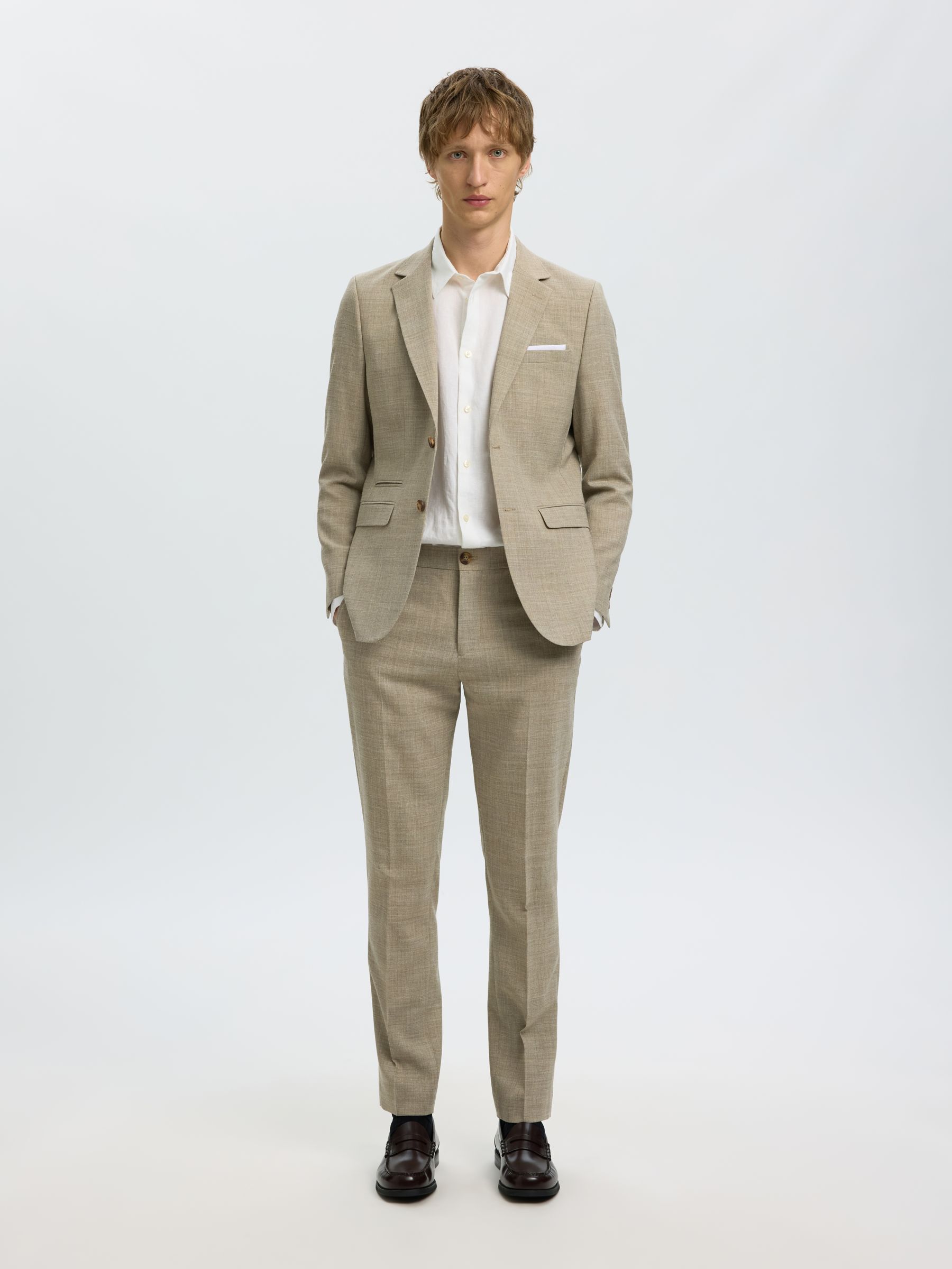 SLIM FIT SINGLE-BREASTED BLAZER, Sand, highres