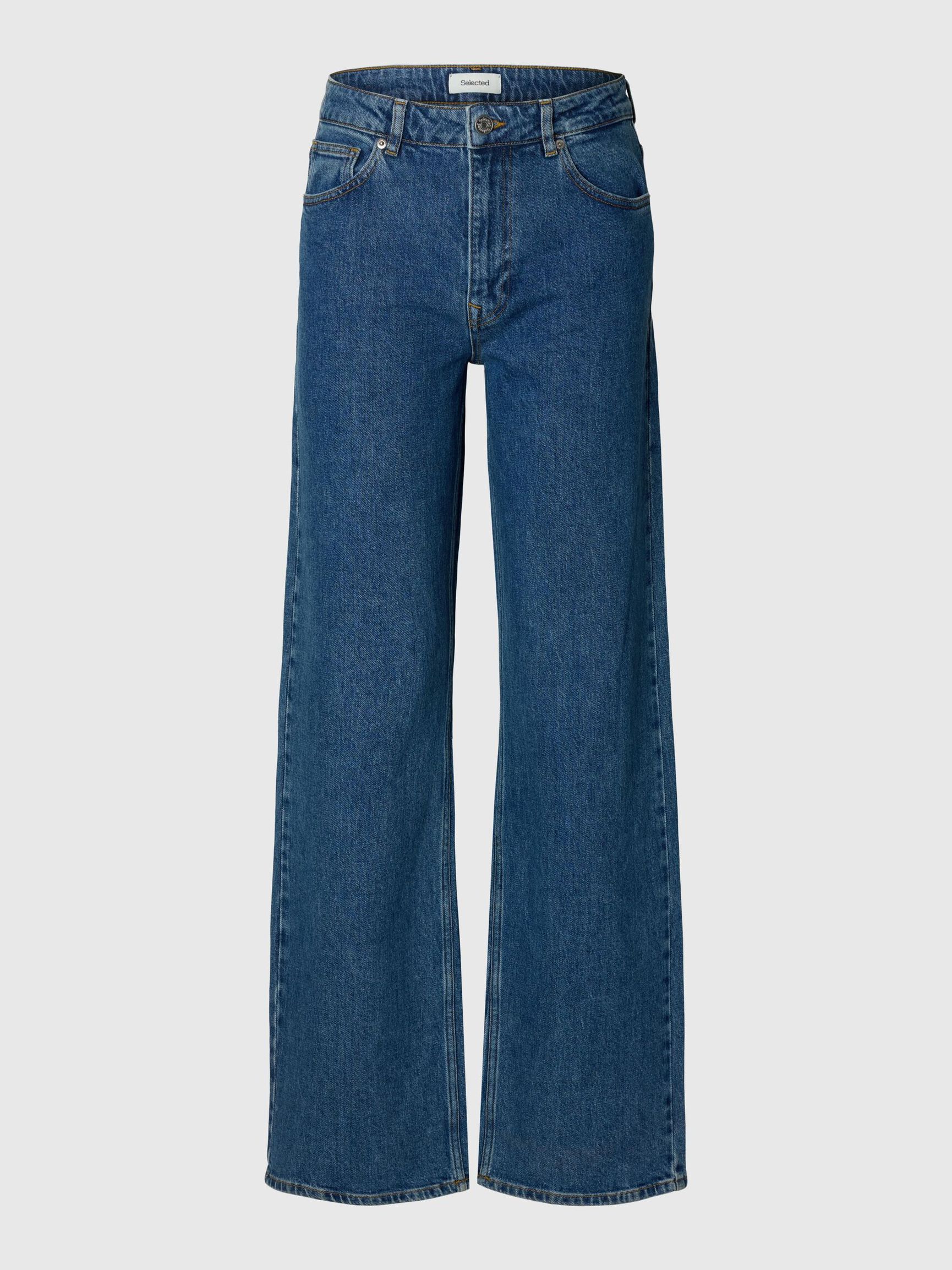 HIGH WAIST WIDE LEG JEANS, Medium Blue Denim, highres