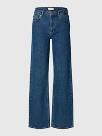 HIGH WAIST WIDE LEG JEANS, Medium Blue Denim, highres