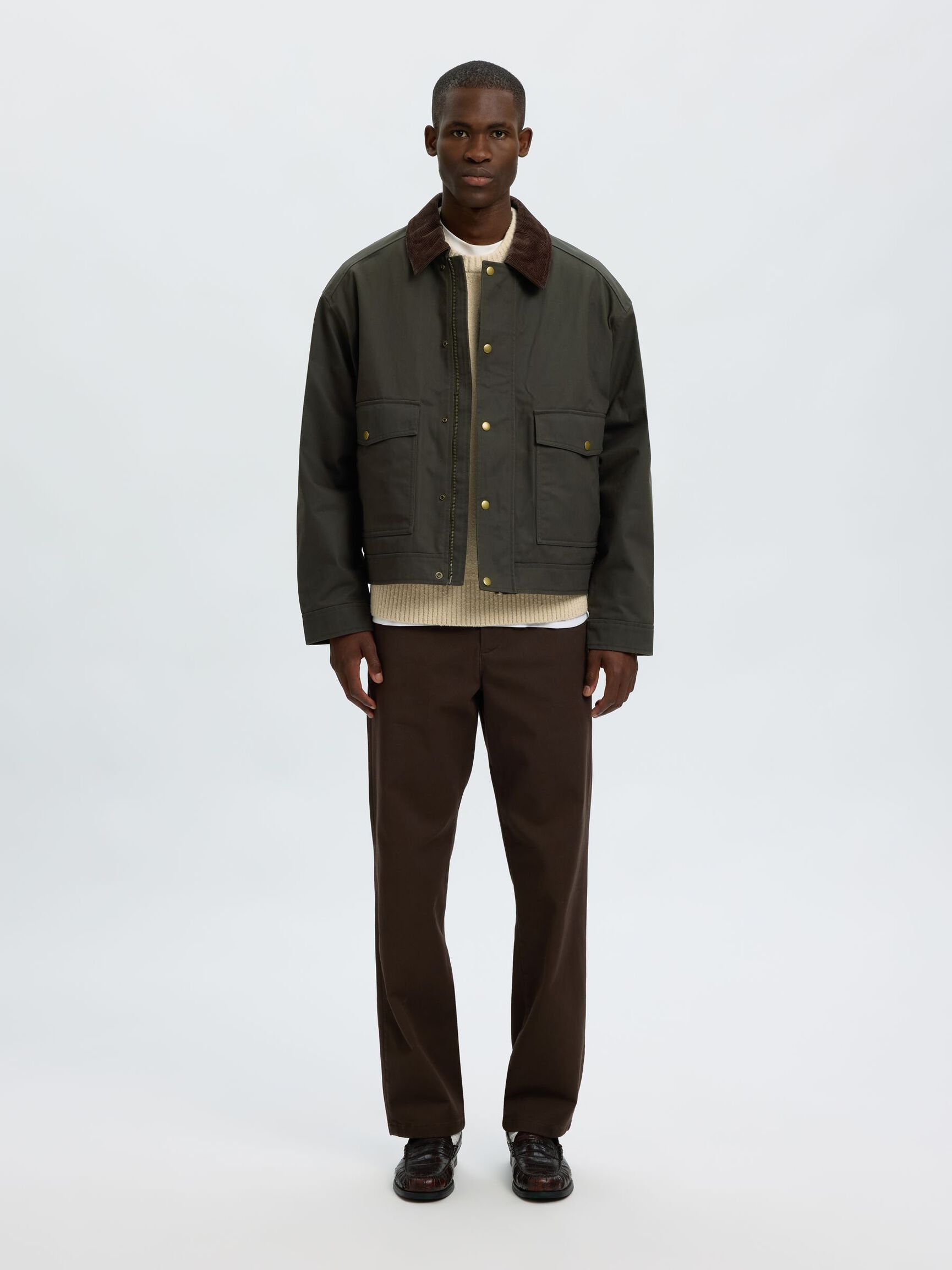 COTTON JACKET, Peat, highres