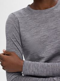 100% WOOL  LONG SLEEVED TOP, Steel Gray, highres