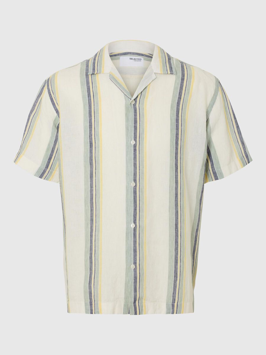 Selected 100% LINEN SHORT SLEEVED SHIRT, Egret, highres - 16096908_Egret_1165917_001.jpg