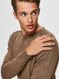 LONG-SLEEVED KNITTED JUMPER, Teak, highres