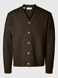 RELAXED FIT WOOL BLEND CARDIGAN, Demitasse, highres