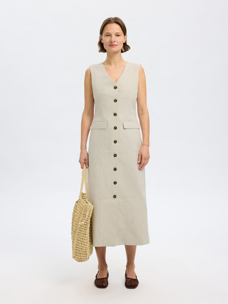 Selected SLEEVELESS LINEN-BLEND DRESS, Nomad, highres - 16097725_Nomad_1184518_003.jpg