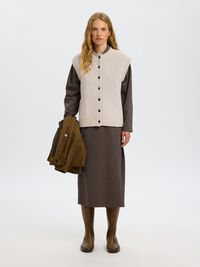WOOL KNITTED VEST, Silver Birch, highres