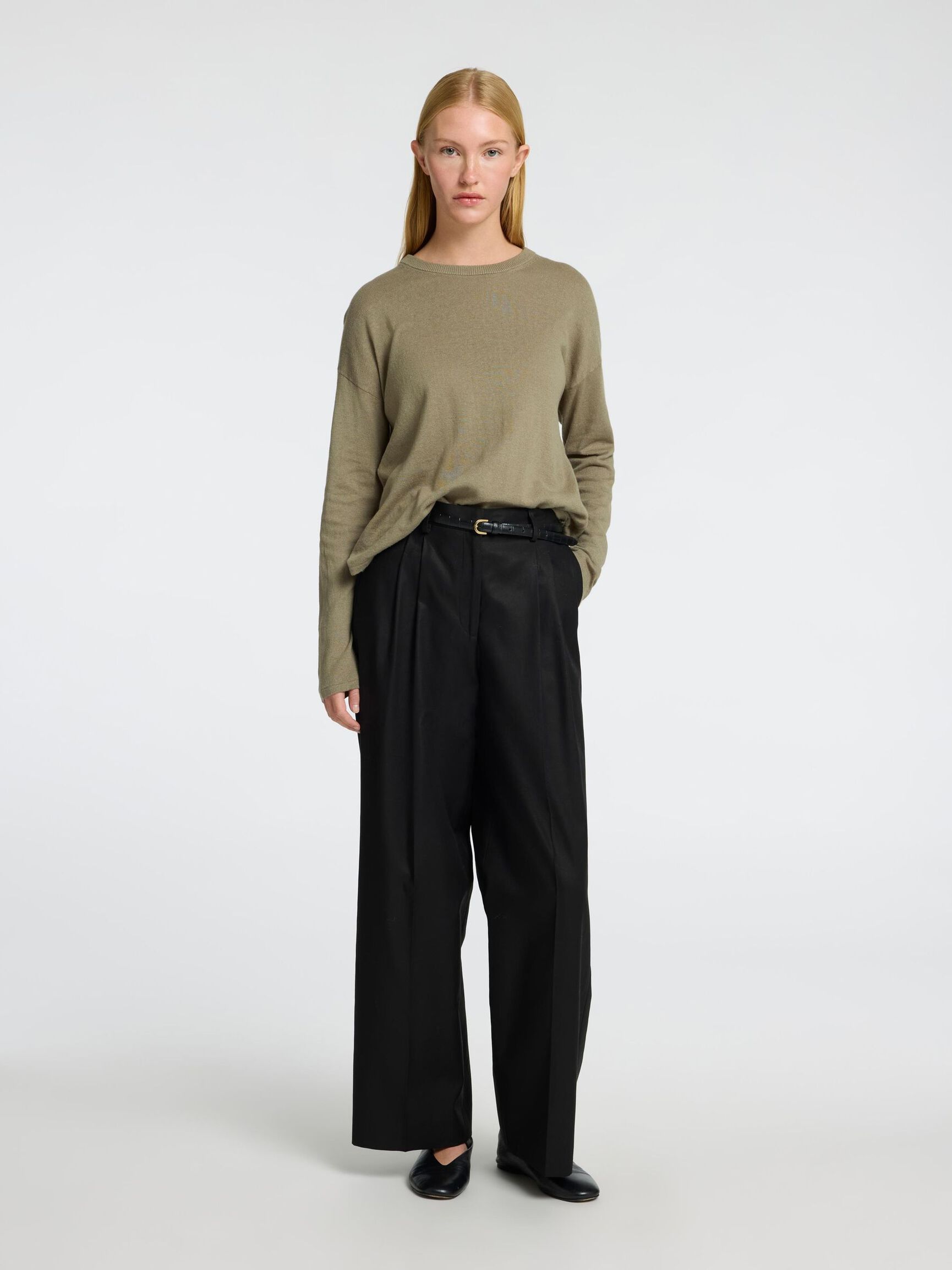 LINEN BLEND KNITTED JUMPER, Vetiver, highres