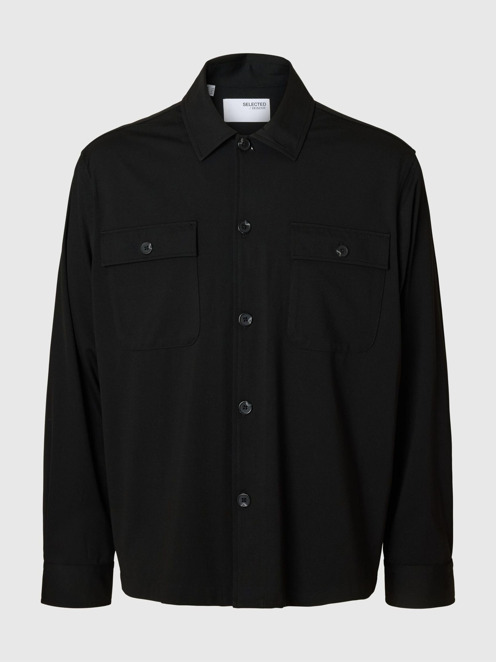 LANGE MOUWEN OVERSHIRT, Black, highres