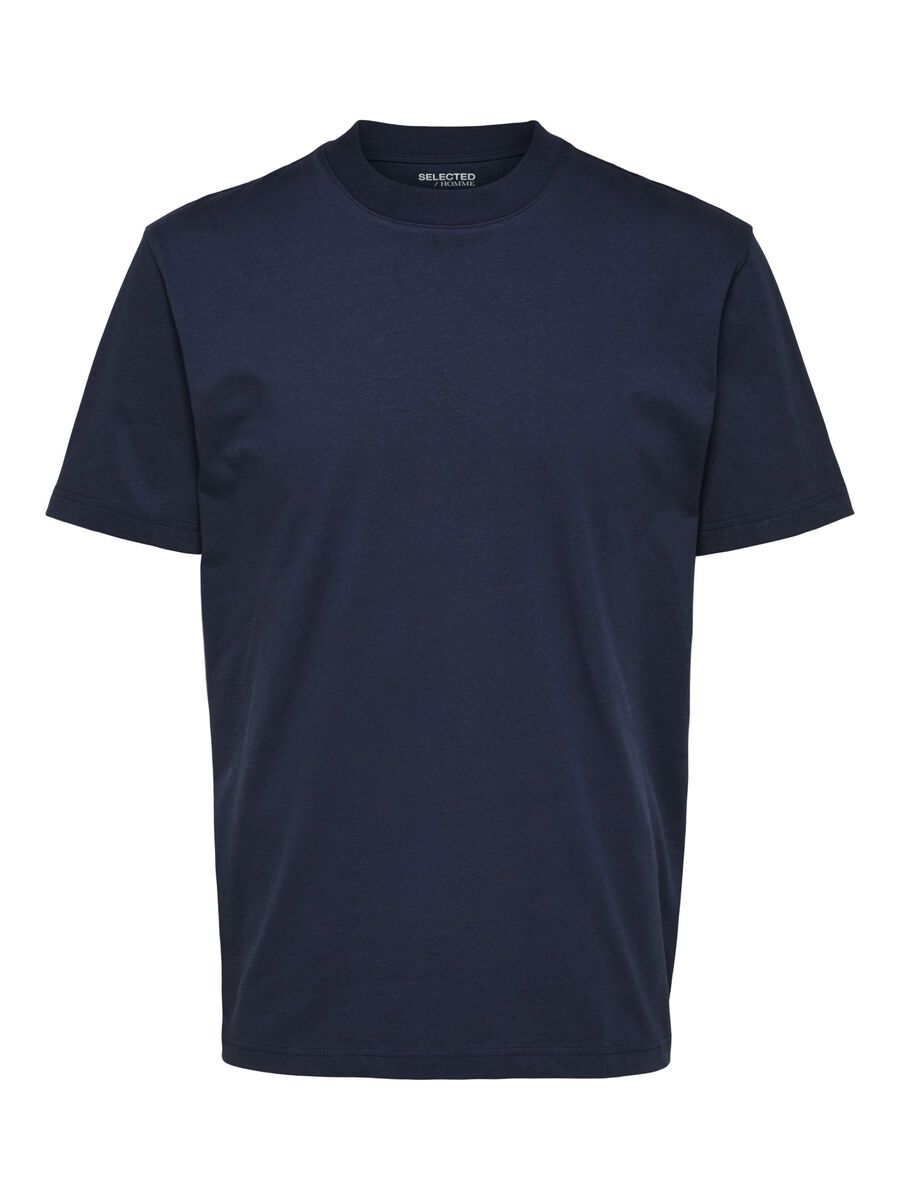 Selected SHORT-SLEEVED RELAXED FIT T-SHIRT, Navy Blazer, highres - 16077385_NavyBlazer_001.jpg