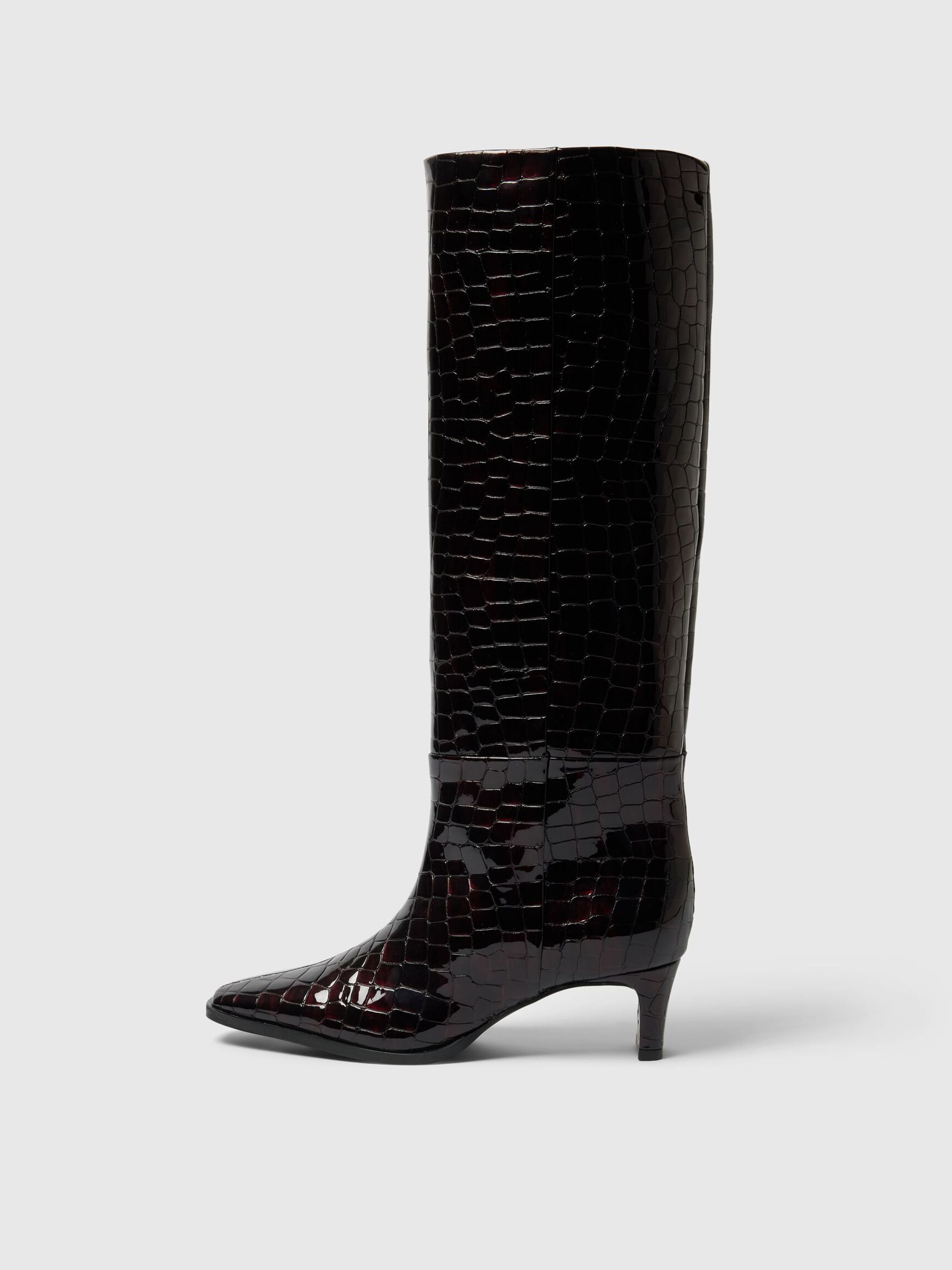 LEATHER HEELED BOOTS, Fig, highres