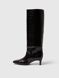 LEATHER HEELED BOOTS, Fig, highres