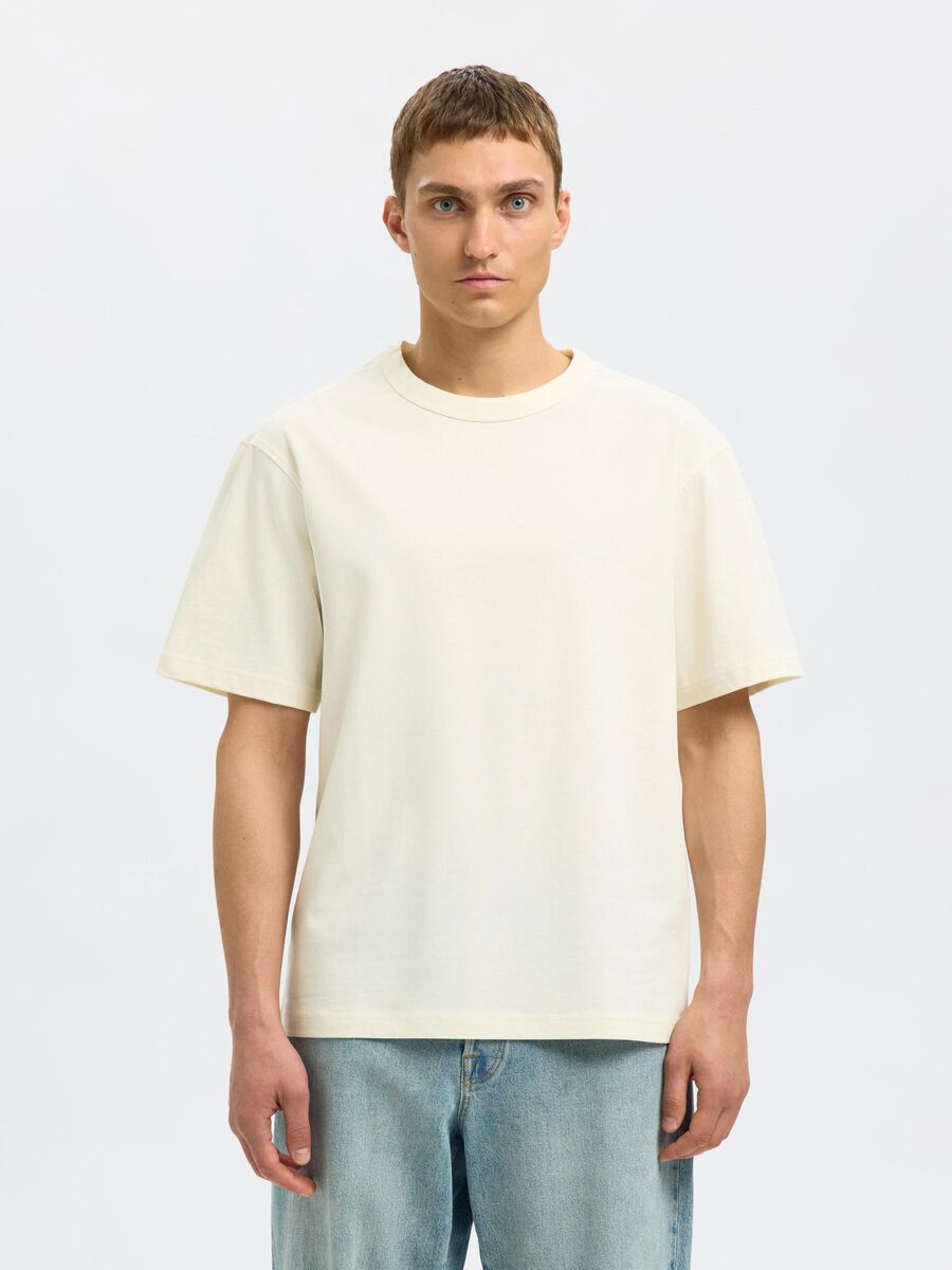 Selected RELAXED FIT T-SHIRT, Egret, highres - 16097650_Egret_003.jpg