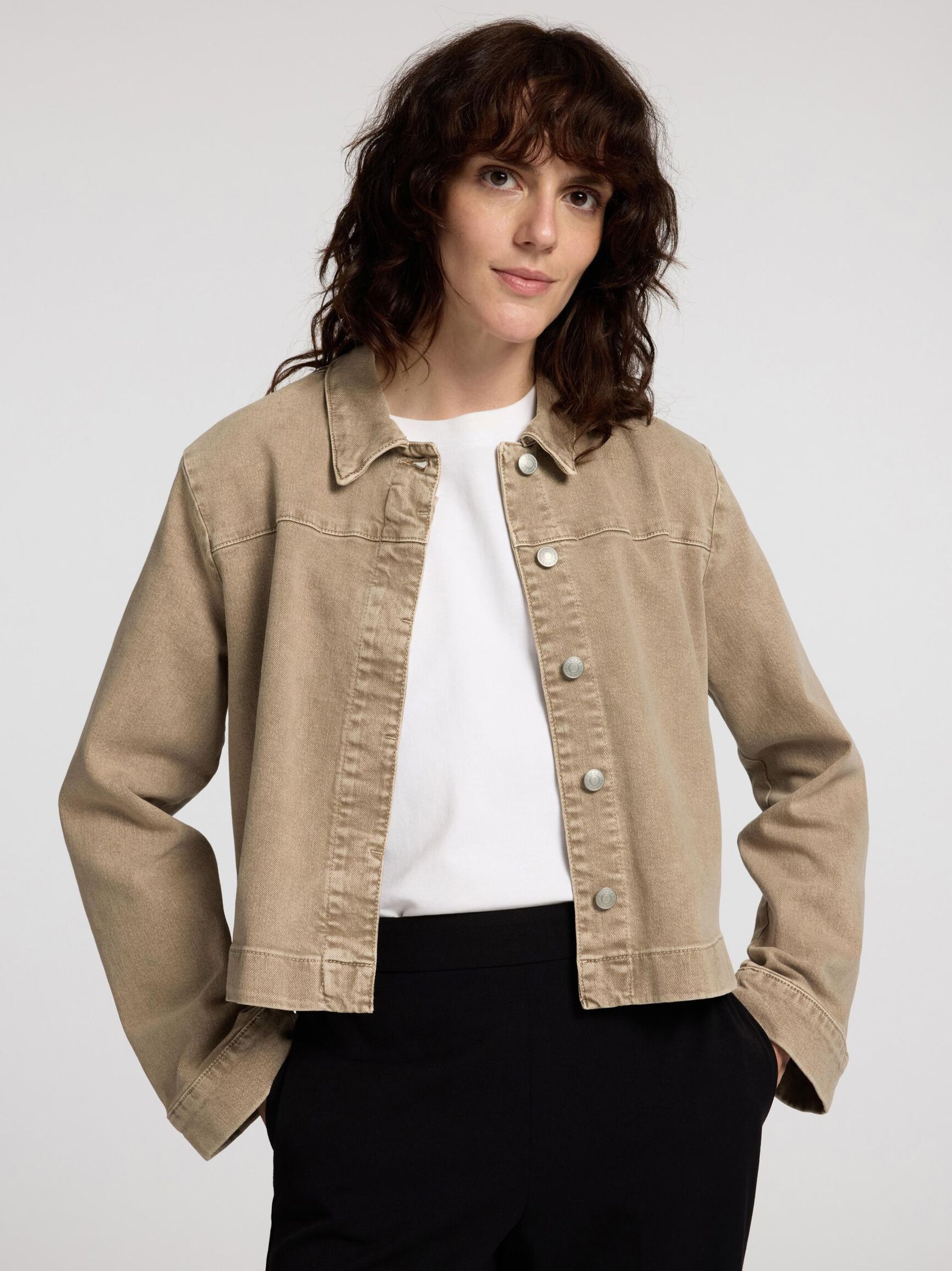 BOXY FIT JEANSJACKE, Beige Denim, highres